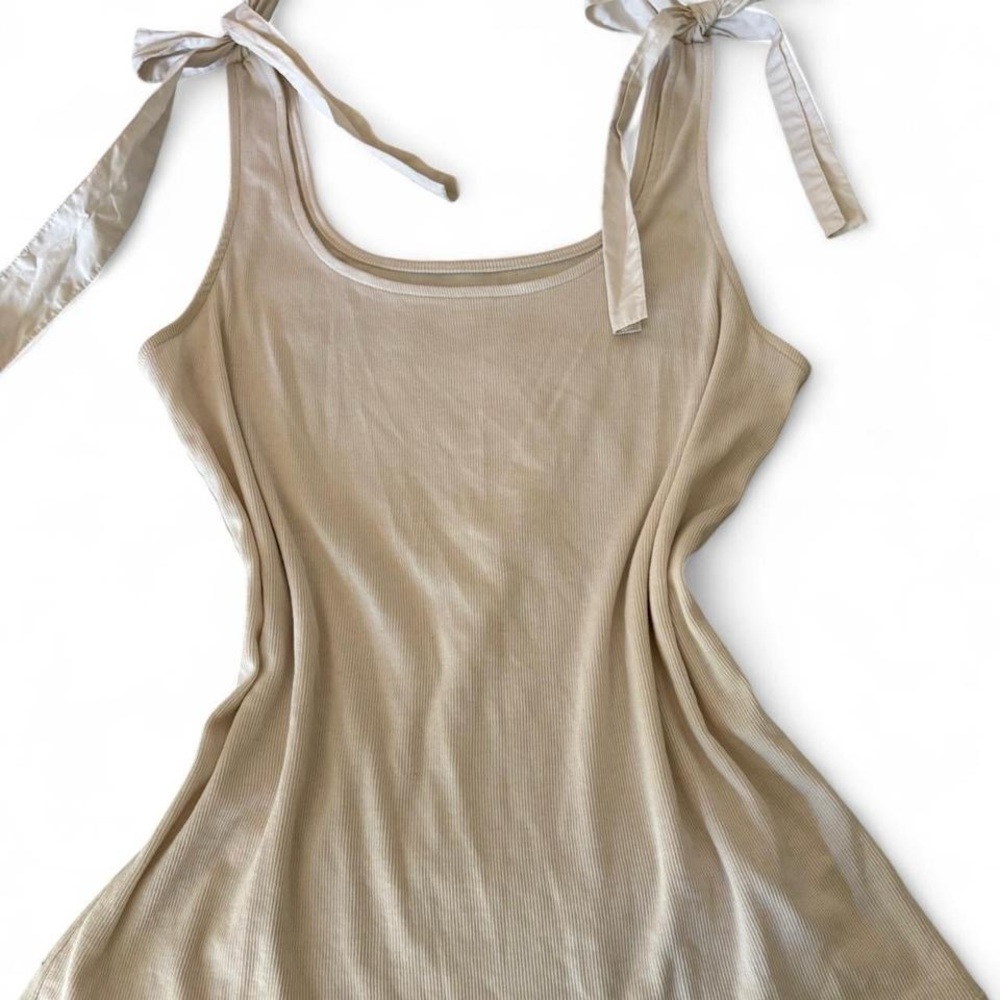 Wild Fable Beige Tank Top with Tie Straps